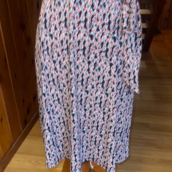 LOFT size small Pink and navy  Patterned tie Dress S 4/6 - Picture 4 of 13